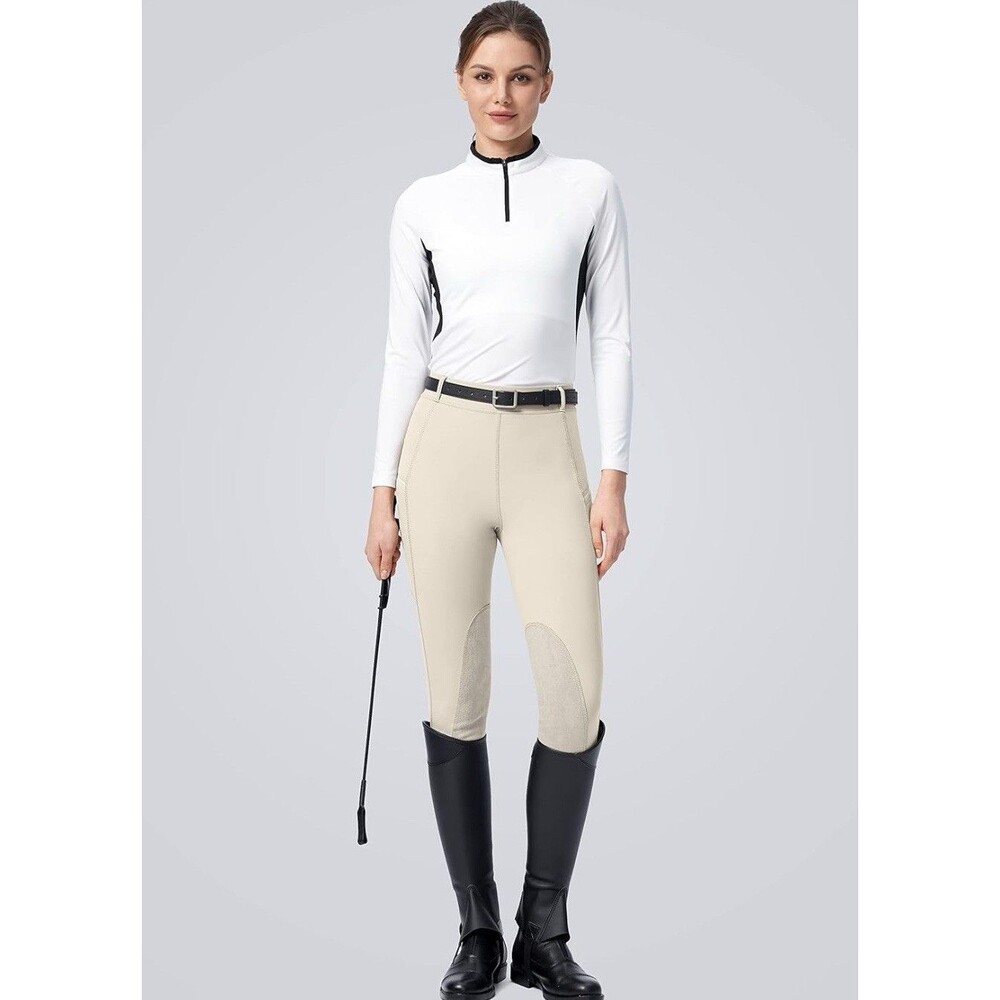 Santiny Riding Pants Womens Beige Equestrian Breeches Horseback Riding Leggings
